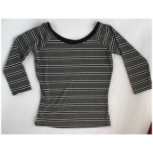 Softspun Bateau Wide Neck 3/4 Sleeve Striped Top